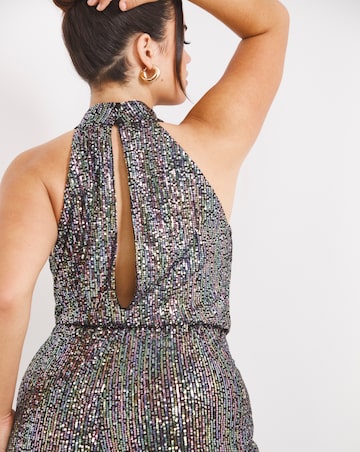 Little Mistress Sequin Wide Leg Jumpsuit