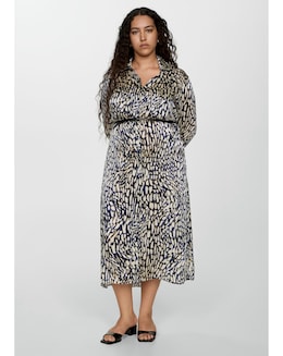 Mango Satin Wrap Midi Dress