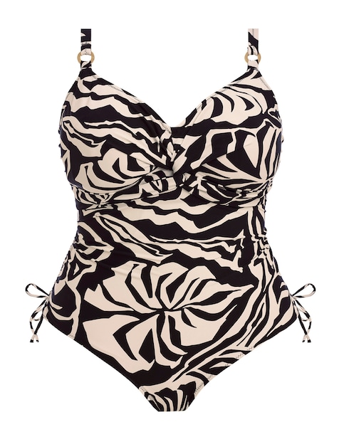 Fantasie Aruba Nights Twist Front Wired Adjustable Leg Swimsuit Black/Cream