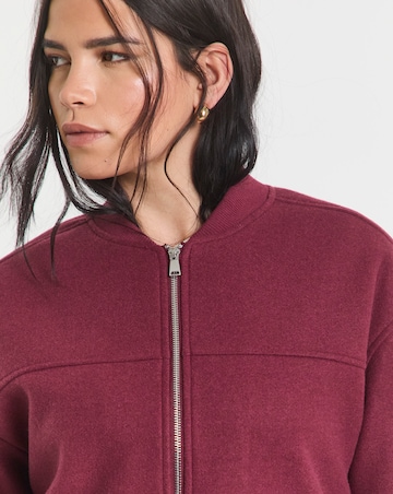 Simply Be Burgundy Soft Zip Through Bomber Jacket