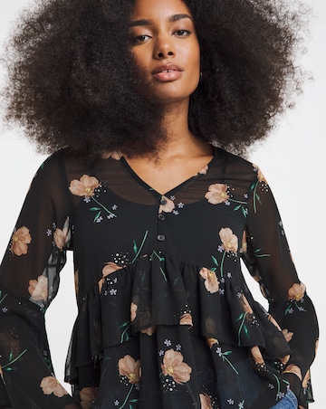 Simply Be Black Floral Georgette Historical Blouse
