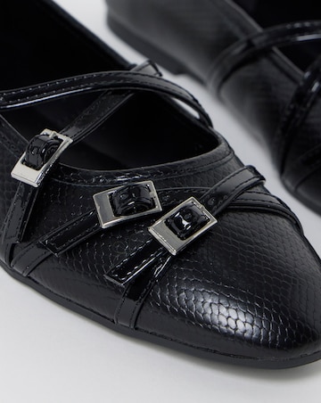 Casey Buckle Detail Lace Ballerina Shoes - Extra Wide Fit (EEE)