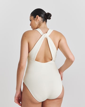 Simply Be Textured Cross Back Plunge Swimsuit