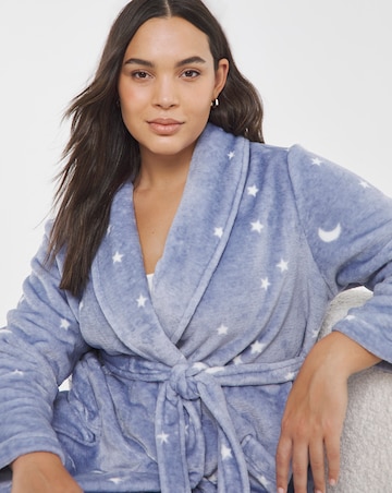 Supersoft Dressing Gown Moon & Stars Print Blue