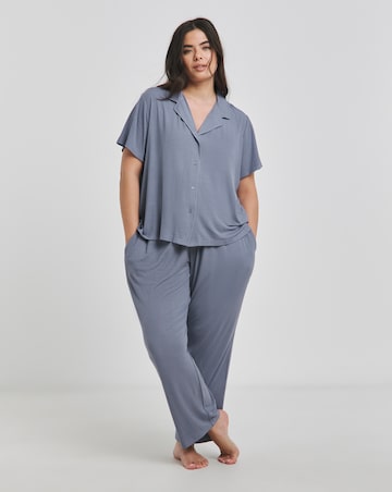 Brushed Modal Rib Button Through Pyjama Set