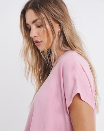 Simply Be Blush Pink Slouchy Dip Back Pure Cotton T-Shirt