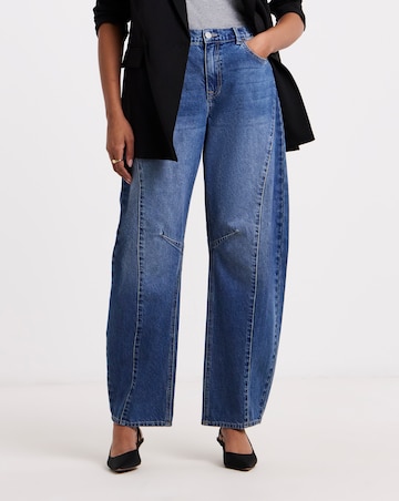 Simply Be Mid Wash Voluminous Barrel Leg Jean
