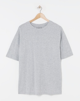 Grey Marl Oversized Slouchy Crew Neck T-Shirt