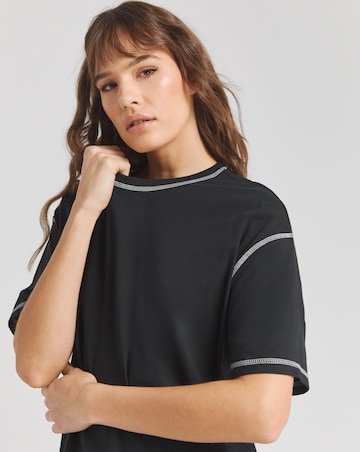 Black Oversized Contrast Seam T-Shirt