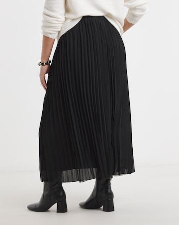 Simply Be Black Pleated Chiffon Midaxi Skirt