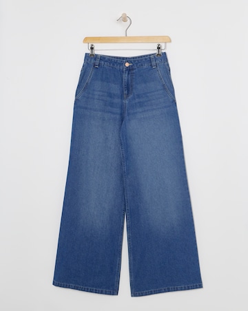 Mid Wash Lightweight Palazzo Jeans