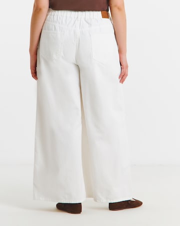 Simply Be Ecru Extreme Pleat Detail Wide Leg Jean