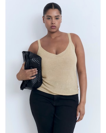 Mango Lurex Knitted V-Neck Top