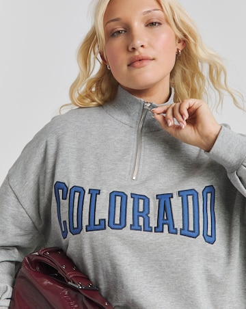 Grey Marl Colorado Zip Neck Sweatshirt