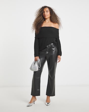 Simply Snug Black Chunky Bardot Ribbed Jumper