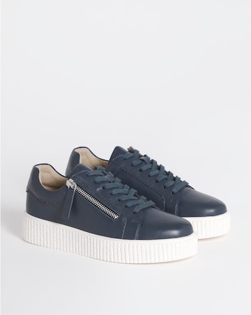 Quincy Side Zip Leather Trainer - Extra Wide Fit (EEE)