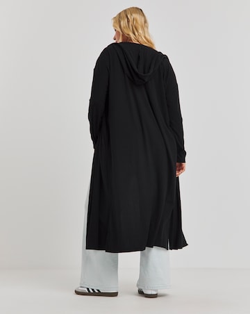 Black Soft Touch Ribbed Hooded Cardigan