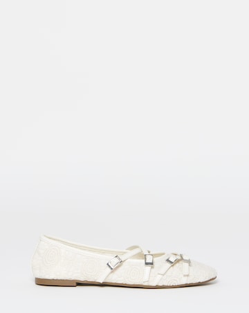 Casey Buckle Detail Lace Ballerina Shoes - Wide Fit (E)