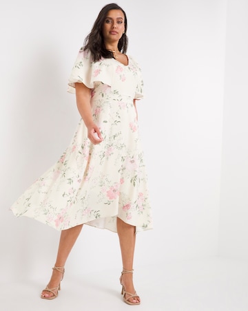 Joanna Hope Floral Angel Sleeve Midi Dress