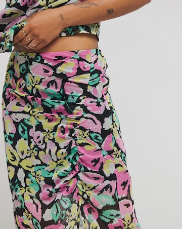 Simply Be Georgette Floral Gathered Midi Skirt