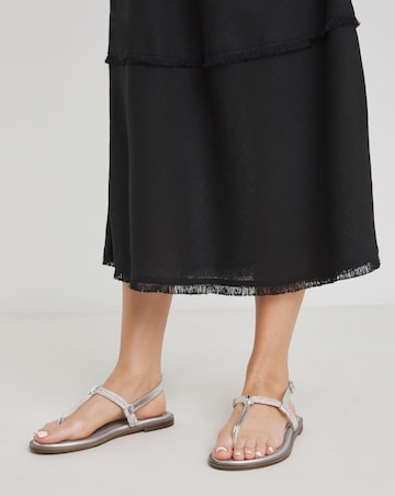 Simply Be Karma Diamante Sparkly Toe Post Sandals - Extra Wide Fit (EEE)