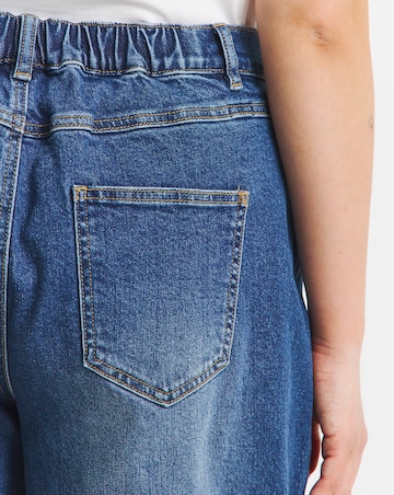 Mid Wash Cropped Barrel Jeans