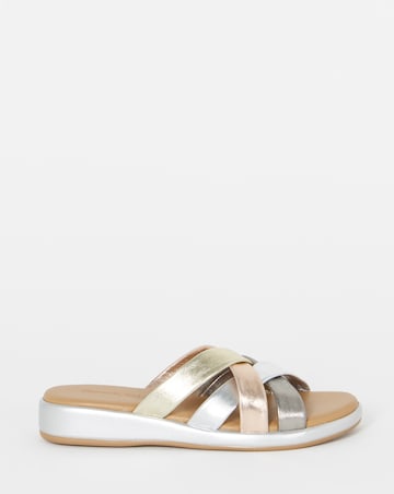 Carmen Soft Multicolour Leather Tubular Mule Sandals - Wide Fit (E)