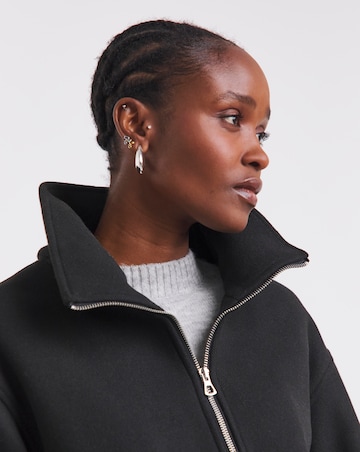 Black Zip Through Funnel Neck Jacket