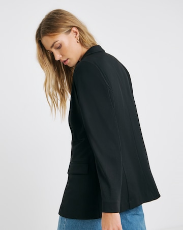 Black Stretch Ponte Jersey Relaxed Blazer