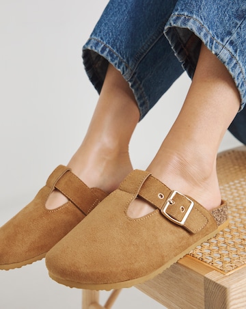 Valetta Buckle Closed Toe Cut Out Mules - Wide Fit (E)