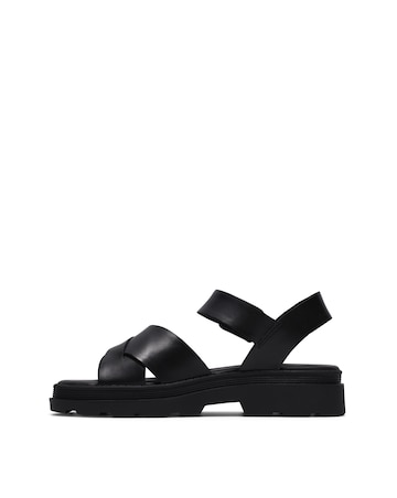 Clarks Black Leather Animal Print Orinoco3 Cross Sandals - Standard Fit (D)