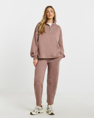 1/4 Zip Sweatshirt with Rib Panel