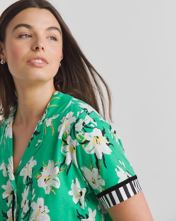 Joe Browns Lily Print Pyjama Set Green Print