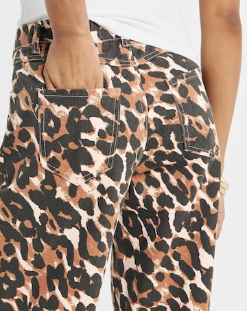 Simply Be Leopard Print Barrel Jeans