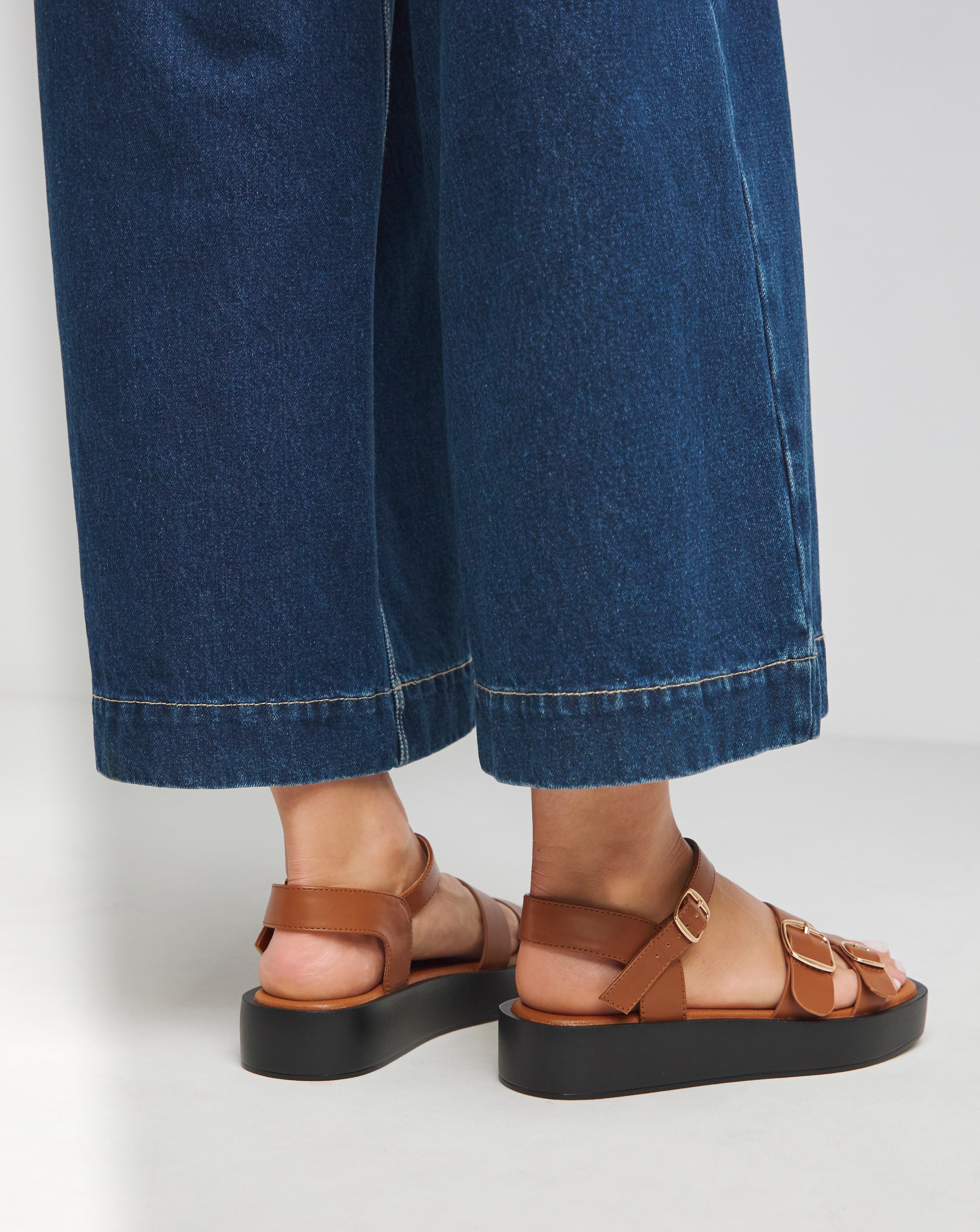 Tokyo Multi Buckle Hardware Detail Sandals - Extra Wide Fit