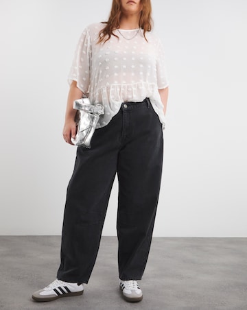 Washed Black Barrel Leg Jeans