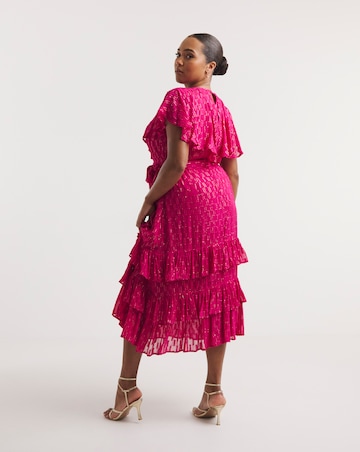 Joanna Hope Pink Metallic Dobby Maxi Dress