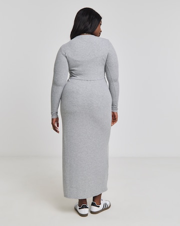 Grey Marl 2 in 1 Ribbed Cami Maxi Dress