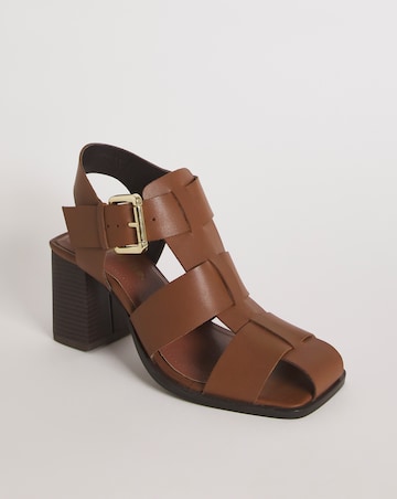 Charlotte Leather Fisherman Block Heeled Shoes Ex Wide Fit
