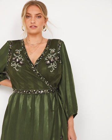 Joe Browns Embroidered Sequin Wrap Dress