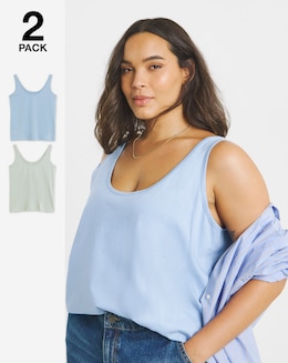 Sage &amp; Blue 2 Pack Pure Cotton Slouchy Vests