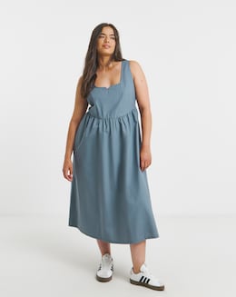Simply Be Blue Seamed Detail Utility Midi Dress
