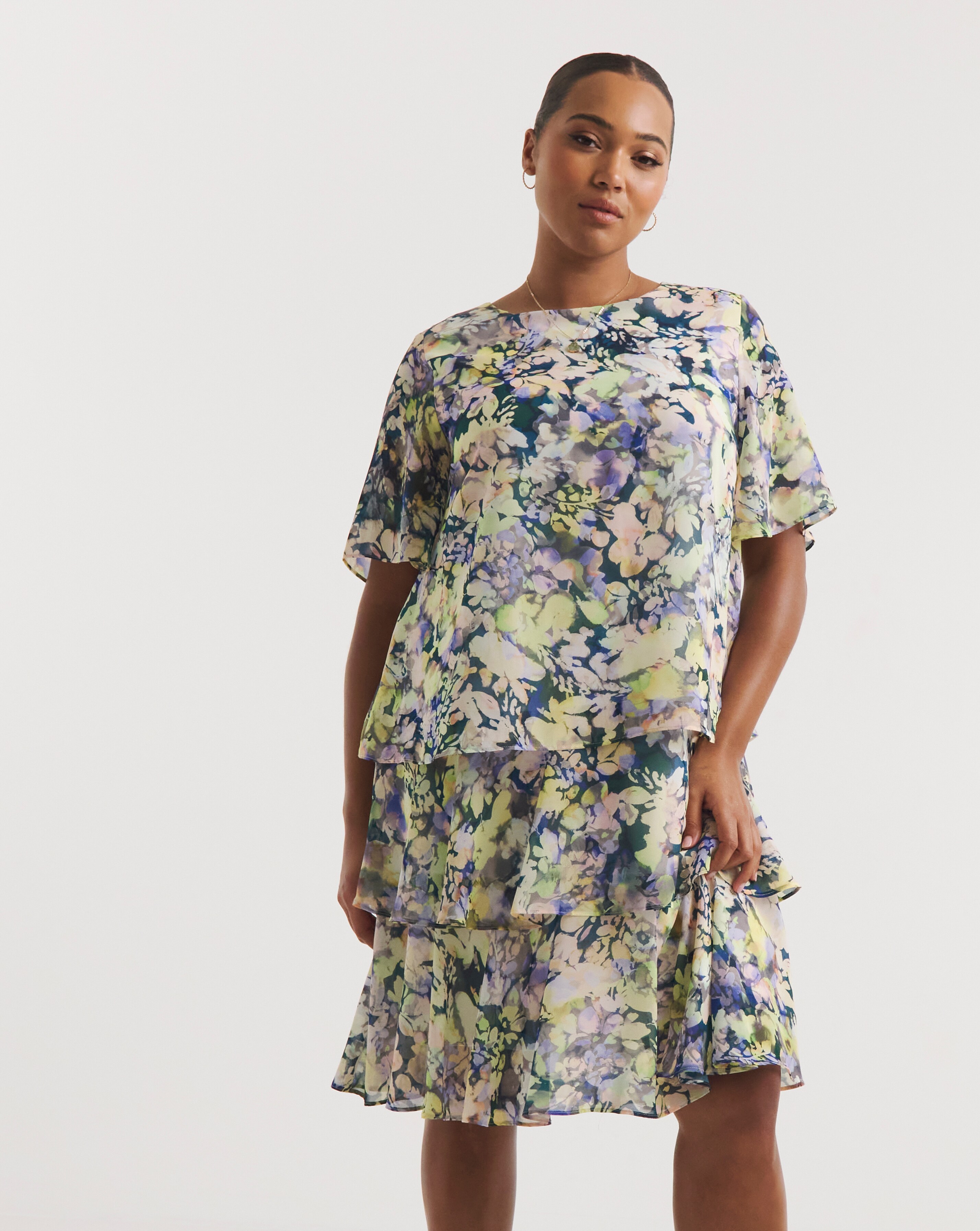 Joanna Hope Printed Tiered Dress