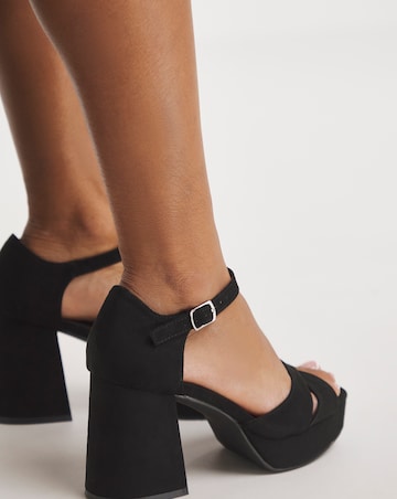 Mia Cross Front Platform Heeled Sandals Wide E Fit