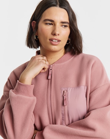 Dusty Pink Micro Fleece Bomber Jacket