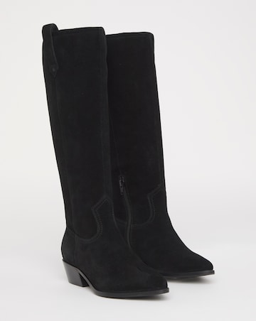Bonnie Knee High Suede Western Boots - Wide Fit (E) & Curvy Calf