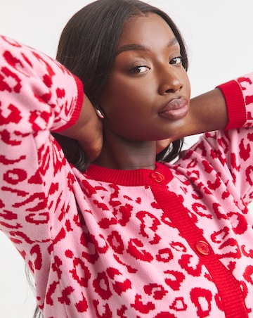 Crew Neck Leopard Print Cardigan