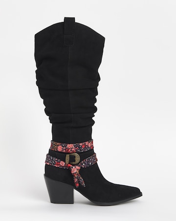 Joe Browns Black Suede Knee High Boot -Standard Calf & Extra Wide Fit (EEE)