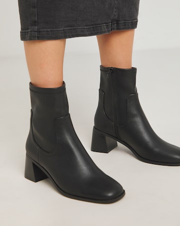 Whitney Classic Block Heel Stretch Ankle Boots Wide E Fit