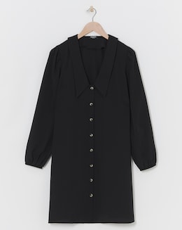Black Button Through Shirt Dress